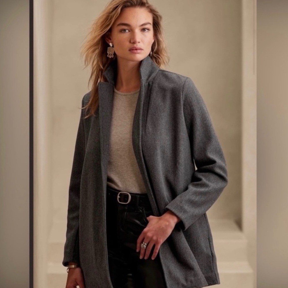 Banana Republic Factory brushed knit long jacket charcoal